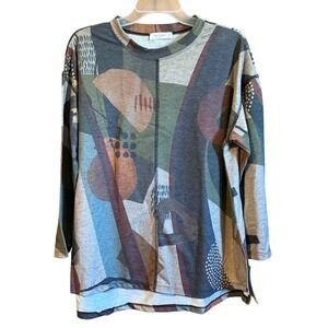 Jess & Jane Large "Milan" Long‎ Sleeve Tunic Top Artsy Oversized Large